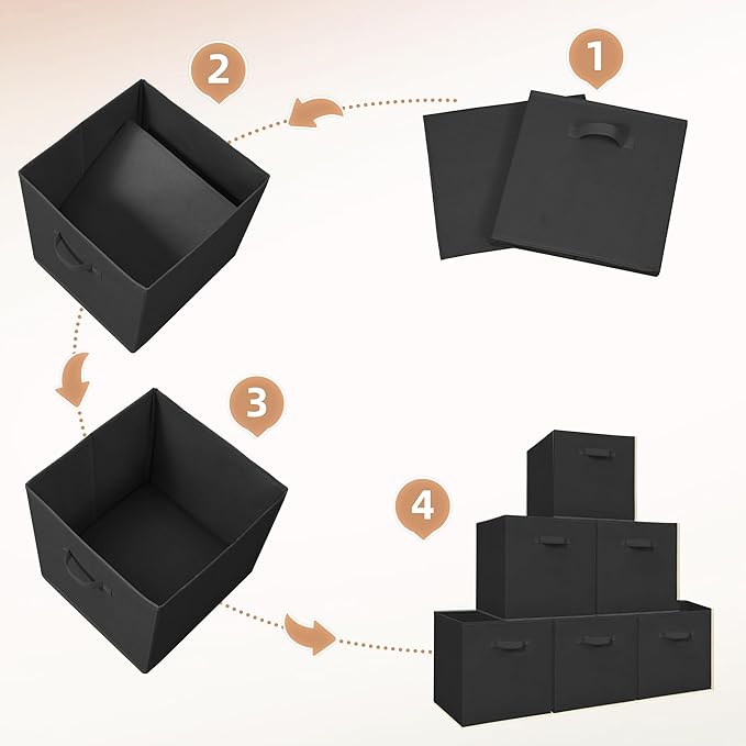 STORAGE MANIAC Storage Cubes, 13 Inch Collapsible Storage Bins with Handles, 8 Pack Fabric Foldable Bins for Organization, Du
