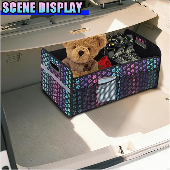 Car Trunk Organizer, Waterproof Large Capacity 600D Oxford Fabric Auto Trunk Storage Container with Pockets,
