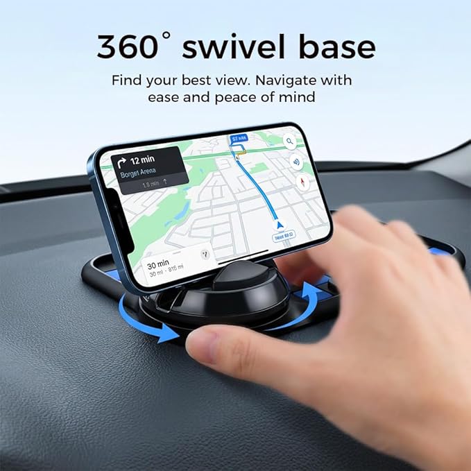 Multifunctional Car Anti-Slip Dashboard Mat with 360° Rotating Phone Holder & Hidden Parking Number Plate, Universal Anti Sli