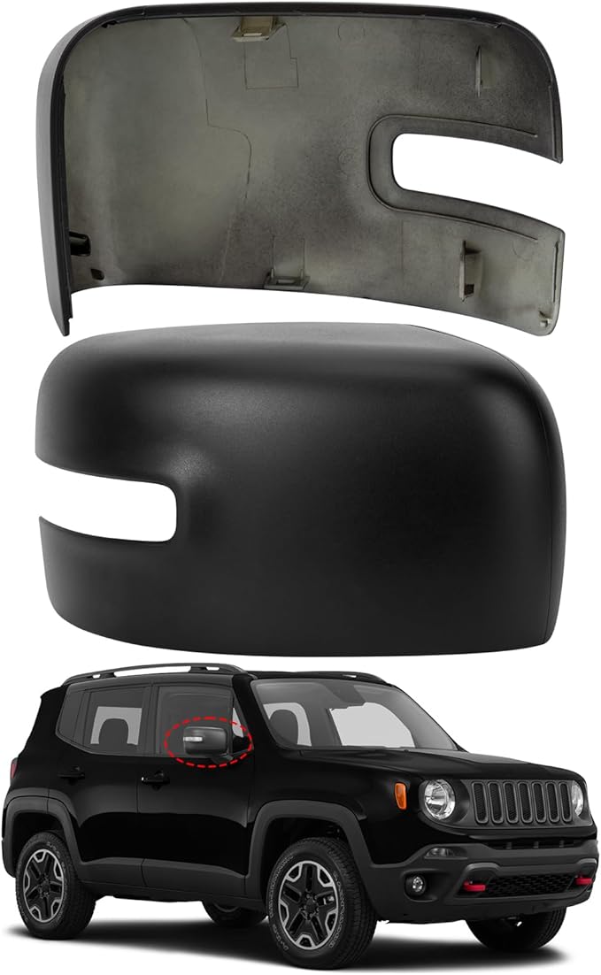 Passenger Side Mirror Cover Replacement for Jeep Renegade 2015 2016 2017 2018 2019 - Right Side Mirror Covers, Rear View Mirrors Cap Accessories With Lamp, Textured