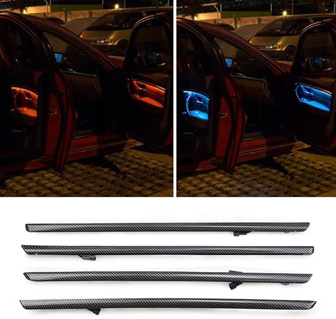 Car Interior Door LED Lighting Ambient Light Trim Strip Accessories for BMW 3 Series F30 F31 320i 328i 330i 335i 340i Door Two-Color Atmosphere Lamp Replacement Cover (Carbon Fiber Color)