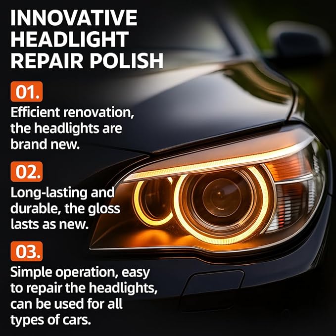Ogas Headlight Restoration Polish, Car Headlight Restoration Kit for All Vehicles That Restores Clarity, Removes Yellowing & 
