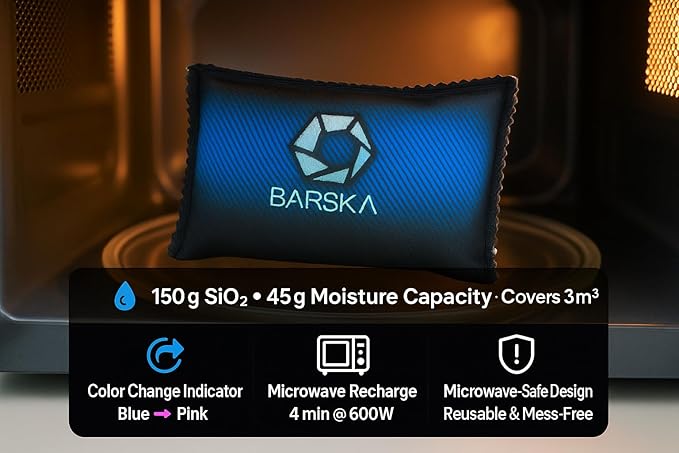 BARSKA 150g Rechargeable Desiccant Dehumidifiers – 2-Pack Reusable Moisture Absorbers for Safes, Closets, Cars, Basements – M