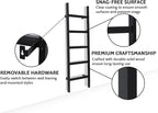 FUIN 57in Wall Mounted Wooden Blanket Ladder Living Room Decorative Farmhouse Quilt Display Holder Rustic Wood Towel Rack for
