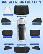 8PCS Window Shades for Honda CRV(2023-2025) Accessories – Full Coverage Sun Shade for Side Windows, Rear Triangular & Windshield – UV Protection & Privacy for Camping, Napping, Relaxing