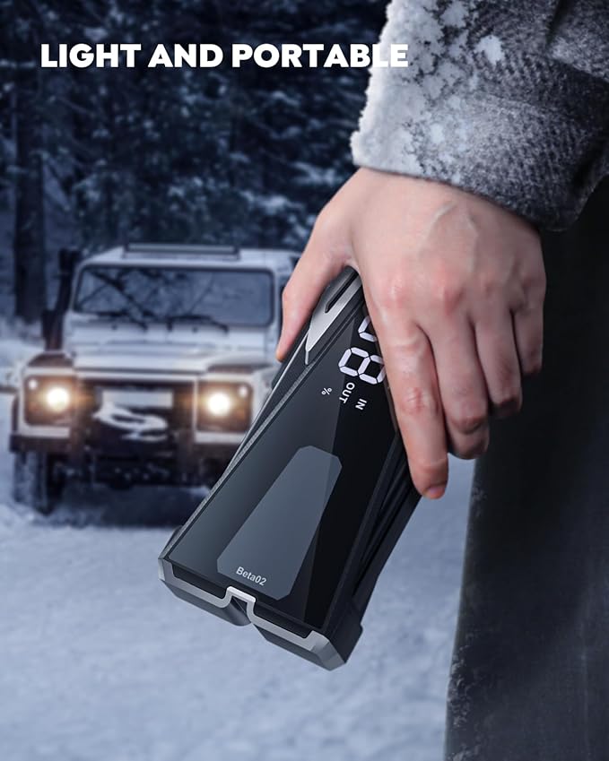 Portable Car Battery Jump Starter 6000A 21800mAh, Car Battery Jumper Starter Portable Jumper Cables for car(8.5L Gas/8.0L