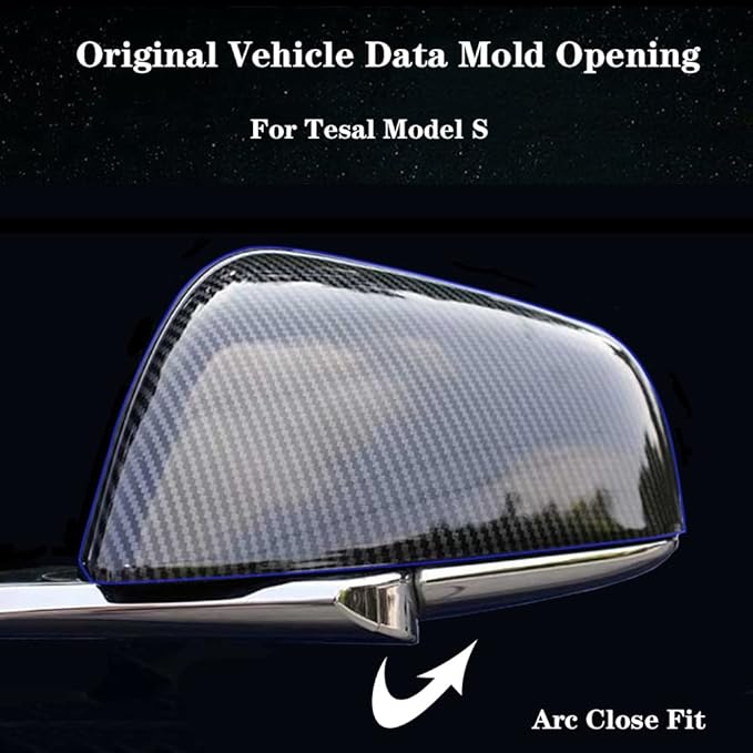 Side Mirror Cover for Tesla Car Exterior Accessories ABS Plastic Outside Cap (Pack of 2)(Model S 2016-2020 Imitation Carbon Fiber Gloss)