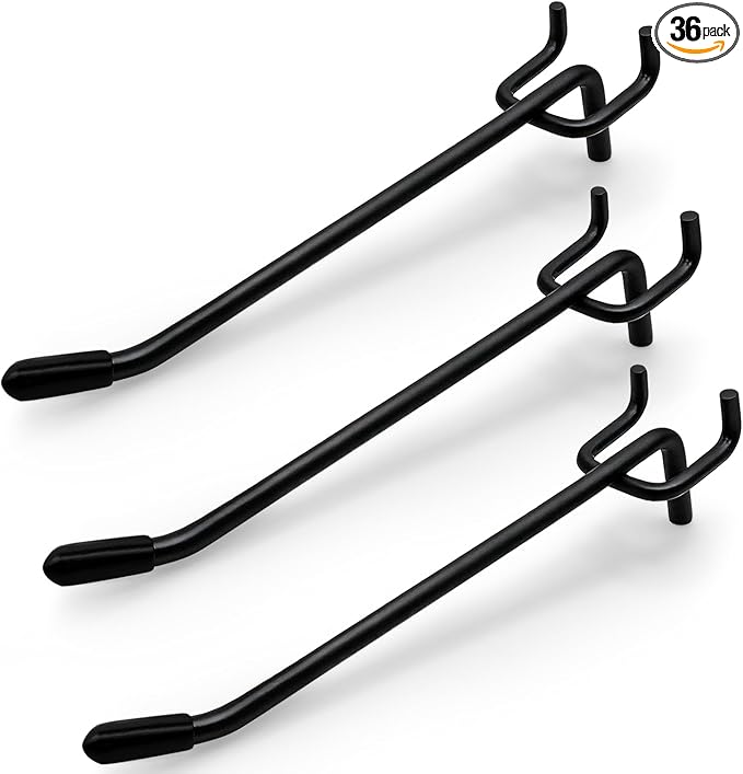6 Inch Pegboard Hooks 36 Pack – Max Strength Tool Hangers & Organizers for Standard 3/16″ Pegboard Holes