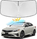 for KIA Optima 2016-2020 Windshield Sun Shade - 4 Layers Car Sunshades for Front Windows Shade Cover Custom Fit Optima Sun Visor 2450T Retractable Shade Blocks UV Rays Car Accessories