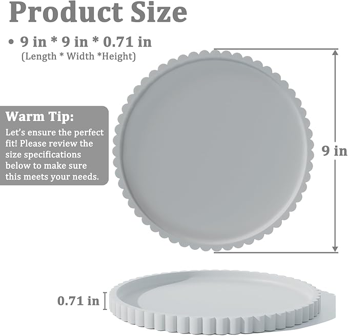 HighHerz Silicone Bathroom Countertop and Vanity Tray, Round Silicone Bathroom Tray, Modern Bathroom Decor, Coffee Table Deco