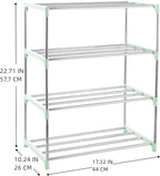 4-Tier Stackable Small Shoe Rack, Lightweight Shoe Shelf Storage Organizer for Entryway, Hallway and Closet (Green)