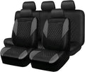 CAR PASS Quilting Leather Seat Covers Full Set,Universal Waterproof Deluxe PU Premium Car Seat Cover with 5mm Composite Spong