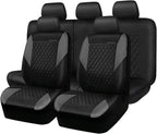 CAR PASS Quilting Leather Seat Covers Full Set,Universal Waterproof Deluxe PU Premium Car Seat Cover with 5mm Composite Spong