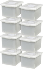 IRIS USA File Box, Plastic File Organizer with Lids for Letter/Legal File, Portable Document Box For Moving, Storage Bin with