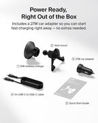 Belkin Wireless Car Charger, Magnetic Car Vent Mount w/ 3.3ft USB C Cable, Qi2 MagSafe Compatible Fast Charging iPhone Charger for iPhone 17, Galaxy S26, Pixel 10, & More - Travel Accessories - Black