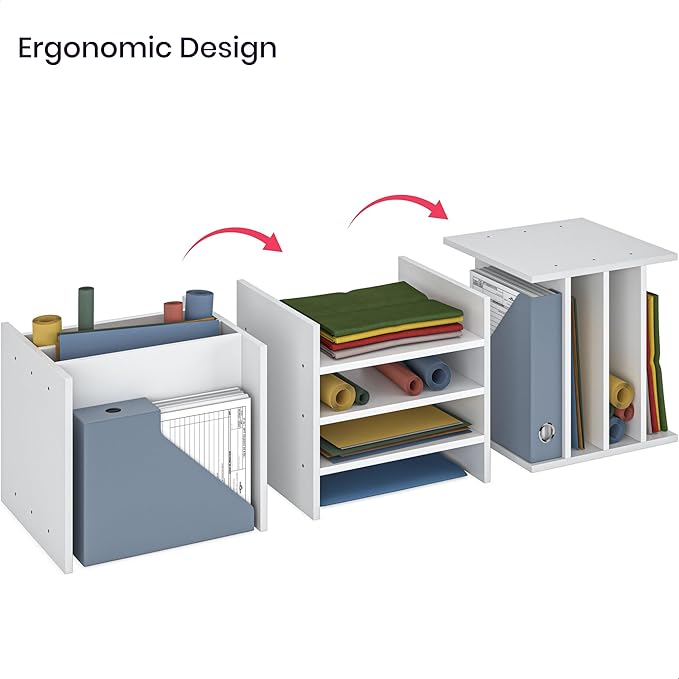 Ballucci 4-Tier Paper Sorter and File Organizer for Desk, Wood Mail Sorter, Fits into IKEA Kalax and ClosetMaid Cube Storage 