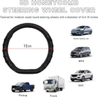 Yourkar Car Steering Wheel Cover, 15 Inch Leather D-Shaped Comfy Grip Steering Wheel Protector, Anti-Slip Steering Wheel Cove