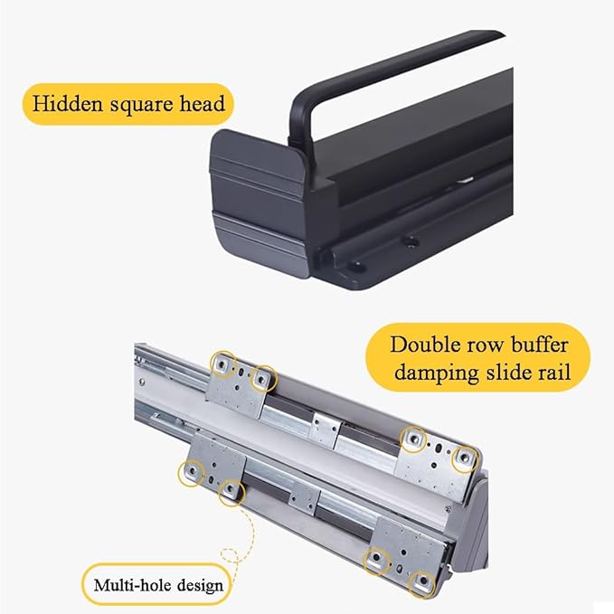 Pull-out Clothes Rail, Extendable Clothes Hanger, Closet Clothes Rod, Aluminum Alloy Valet Rod, Damping Slide Rail, Bearing W