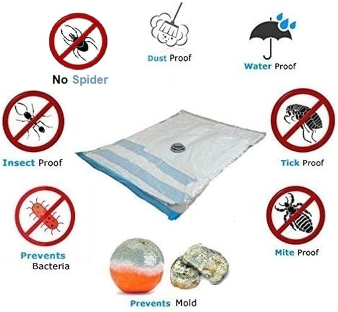 5 Pack Extra Jumbo Vacuum Storage Bags (51"x47"in Our Largest Size) Airtight Seal, Waterproof, Dustproof, for Clothes, Blanke