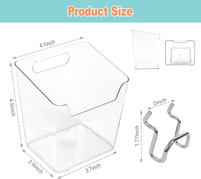 8 Pack Large Pegboard Bins with Hooks, Square Box Shape Peg Board Cups and Peg Board Accessories for Craft Room, Playroom, Of