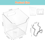 8 Pack Large Pegboard Bins with Hooks, Square Box Shape Peg Board Cups and Peg Board Accessories for Craft Room, Playroom, Of