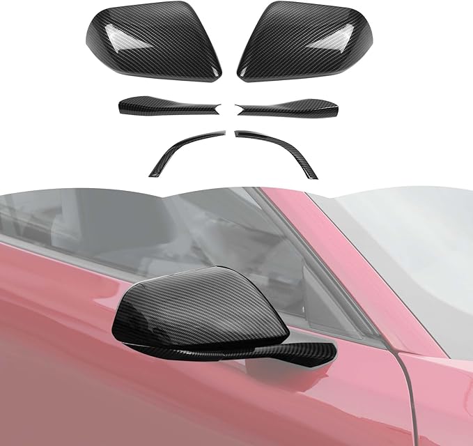 RT-TCZ Rearview Mirror Cover Reversing Mirror Base Cover Trim Kit Decoration Accessories for Ford Mustang 2015-2023 (Carbon Fiber)