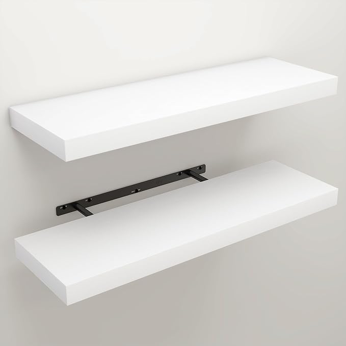 Floating Shelves for Wall, 9.3" Deep Wall Mounted Wood Shelves for Bathroom, Bedroom, Living Room, Kitchen, Hanging Shelf for
