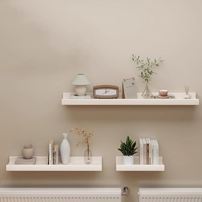 Radiator Cover Shelf, 23.6 in Long White Floating Shelves Wood Shelving Wall Mounted for Living Room Bedroom Kitchen Bathroom