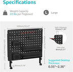 PEGZONE Clamp-on Desk Pegboard, Desk Organizer for Office Gaming Home, Magnetic Metal Peg Board with 15 Accessories, Privacy 