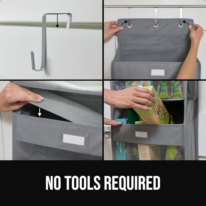 GORILLA GRIP Over The Door Organizer Storage, 5 Deep Hanging Shelves, Holds 50lbs, Closet Organizers Shelf for Bedroom, Shoes