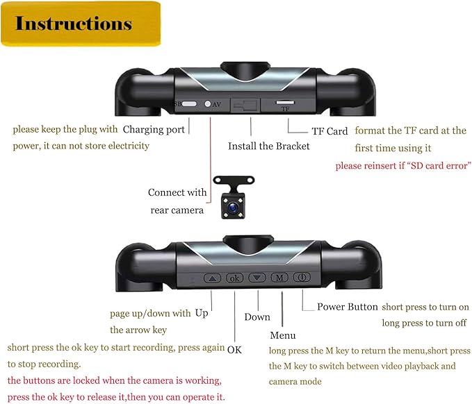 360° Full View Dash Cam Front and Rear Inside, 4 Channel Dashcam 1080P Full HD Dash Camera for Cars with Infrared Lamps Night