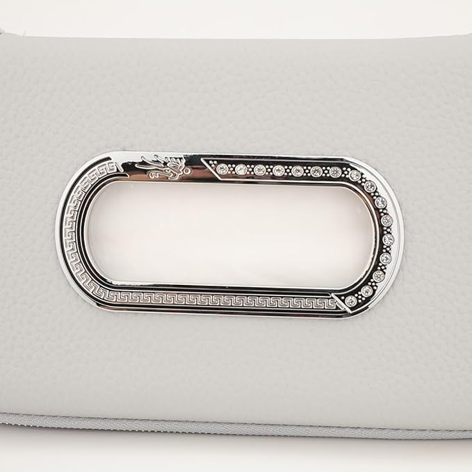 Car Tissue Holder, Sun Visor Napkin Holder, Car Visor Tissue Holder, Luxury PU Leather Backseat Tissue Case Holder (Grey)