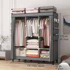 Portable Closet, 51.18" Large Capacity Clothing Storage Organizer with 3 Hanging Rods 6 Shelves 18 Side Pockets, Dustproof St