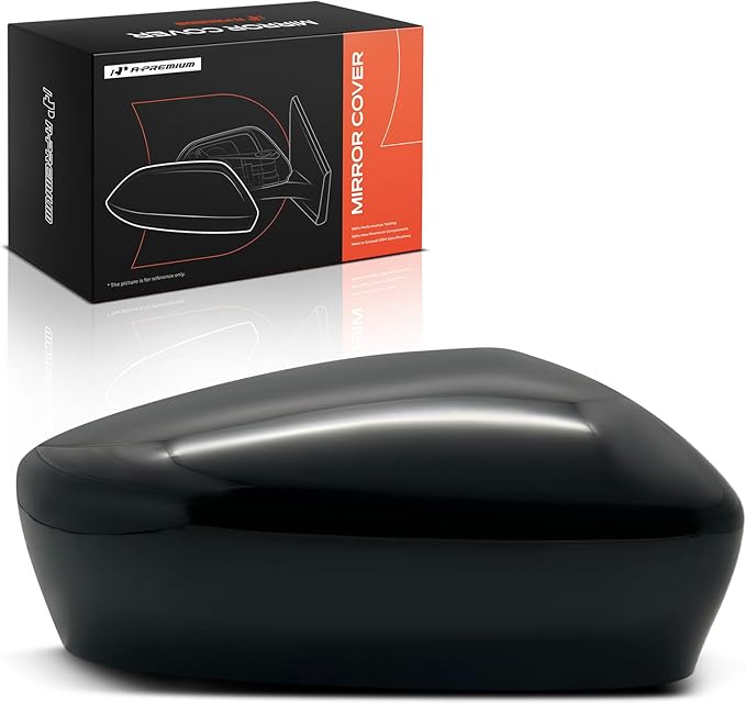 A-Premium Passenger Side Rearview Mirror Cover Cap - Compatible with Mazda 3 2014 2015 2016 2017 2018 Sedan - Smooth Black, Built in Japan