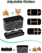 GFWARE Marble Toothbrush Holders, 5 Slots Bamboo Toothbrush and Toothpaste Holder for Bathroom Counter with Drainage, Kids El