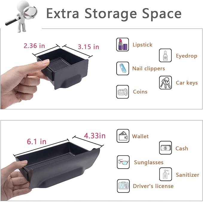 JDMCAR Storage Drawer Compatible with Toyota 4Runner Accessories 2014-2022 2023 2024 Center Console Organizer Storage Cubby Box Interior Accessories