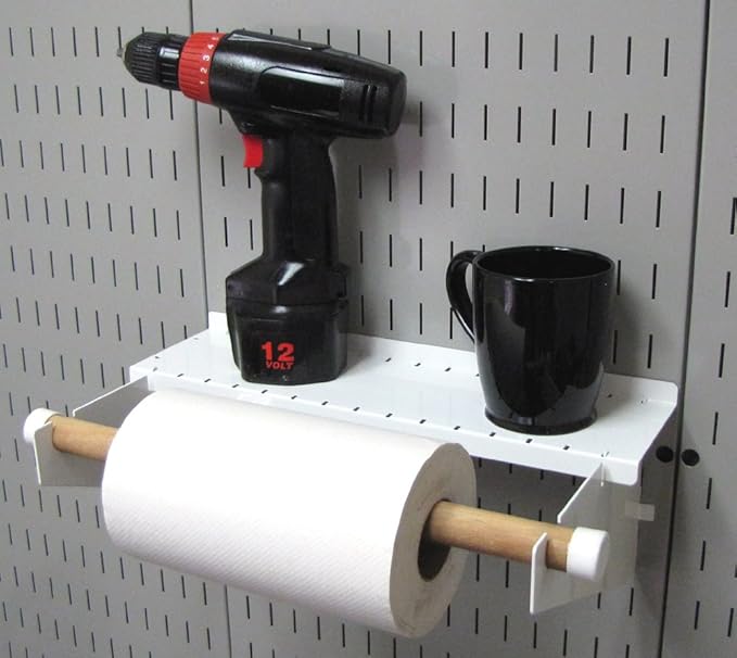 Wall Control Pegboard Organizer 4 ft. Metal Pegboard Standard Tool Storage Kit & Pegboard Paper Towel Holder and Dowel Rod Pe