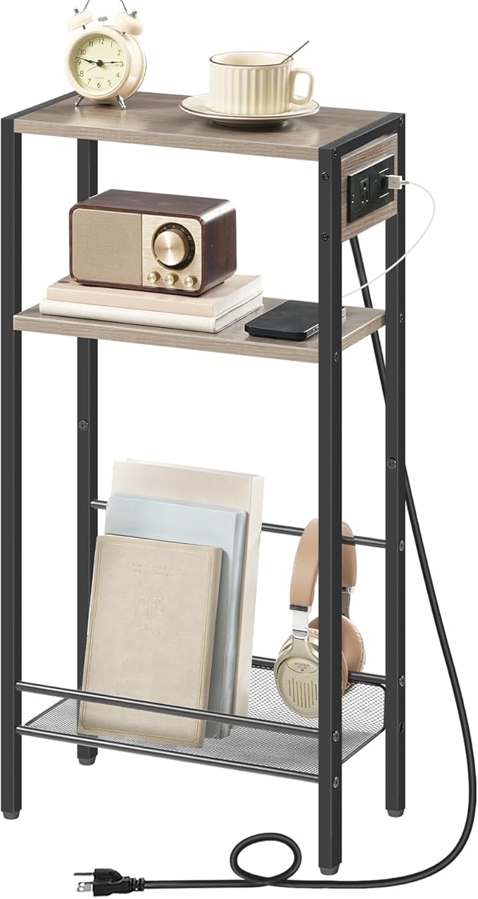 HOOBRO Floating Shelves and Console Table Bundle, Wall Mounted Shelf Set of 2, 15.7" Narrow Entryway Table with Charging Stat