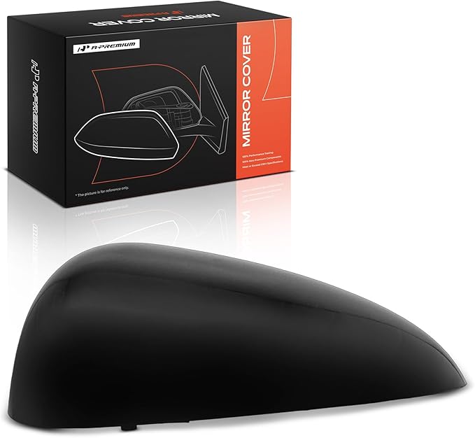 A-Premium Driver Side Rearview Mirror Cover Cap - Compatible with Chevrolet Sonic 2012-2020 - Smooth Black, Without Turn Signal Hole