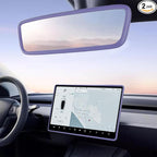 2PCS Protector Trim Frame Compatible with Tesla Model 3 Y 2020-2024 2025 2026 Screen Edge Frame Rearview Mirror Cover Interior Decorations Center Console Decor Highland Juniper Accessories (Purple)