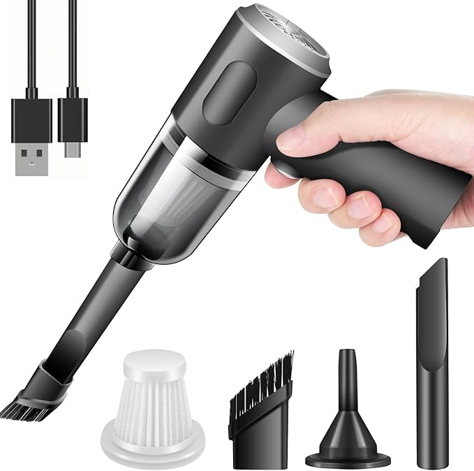 YUNYILAN Wireless Handheld Car Vacuum Cleaner High Power Rechargeable Household Mini Vacuum, Vacuum for Desk, Home and Office