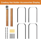 Cowboy Hat Rack, 4-Piece Western Hat Rack For Wall with Natural Wooden Board, Gift Cowboy Hat Holder for Wall Décor Keeps Ori