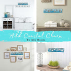 Sea Turtle Driftwood Wall Art & DIY Key Holder – Handmade Coastal Home Decor – 17.5" Genuine Weathered Wood Plank with 5 Remo