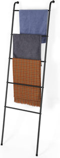 Blanket Ladder Towel Ladder for Bathroom Blanket Rack for Living Room Bathroom Laundry Room Black