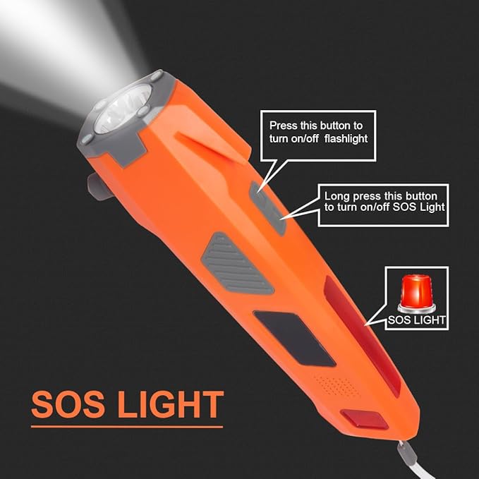 Emergency Tool LUXON 8-in-1 Car Safety Tool:Window Breaker,Seat Belt Cutter,LED Flashlight Rescue Tool USB Charger,SOS Light,
