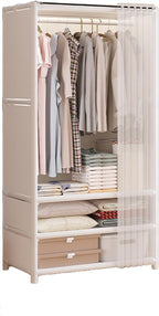 Portable Closet,Portable Closets for Hanging Clothes,Japanese Style Wardrobe with 1 Hanging Rods,2 Storage Shelves,27.5" L x 