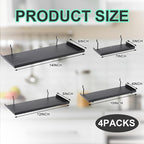 Lineshading 4 Pcs Pegboard Shelves, 7X 3'', 10 x 4'', 12 x 5 Inch, 14 x 6 Inch Metal Shelf Brackets Pegboard Tray Accessories