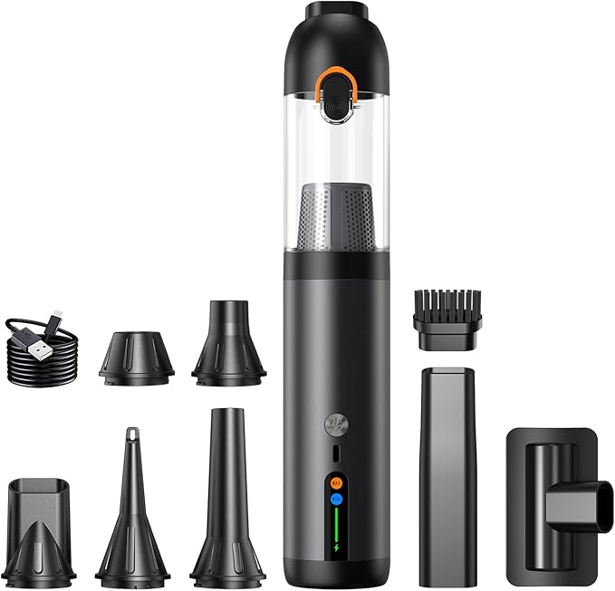 Car Vacuum Portable Cordless,18000Pa 4in1 Portable Handheld Cleaner Vacuum &Air Duster 2 Suction Modes Power Blowing&Inflatin