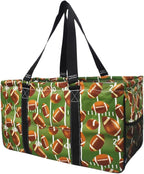 NGIL Extra Large Utility Tote Reusable Grocery Bag Oversized Collapsible for Groceries, Storage, Picnic, Beach (Football-Black)