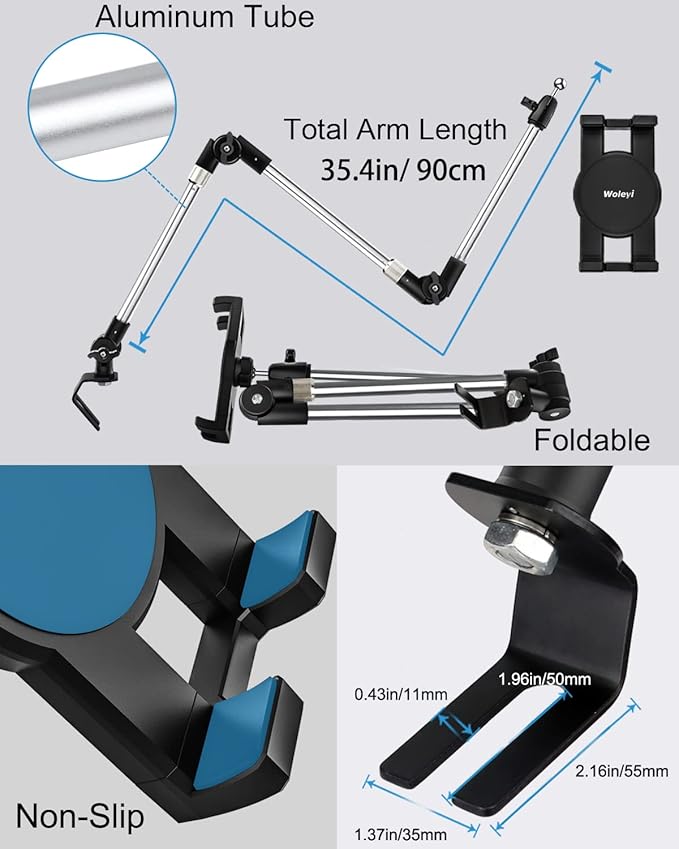 woleyi Car/Truck Seat Rail Tablet Mount, 35" Heavy Duty Car Floor Bolt Tablet Holder, Vehicle Front Seats Stand for iPad Pro Air Mini, iPhone, Galaxy Tabs, Z Fold, More 4-13" Cell Phones and Tablets